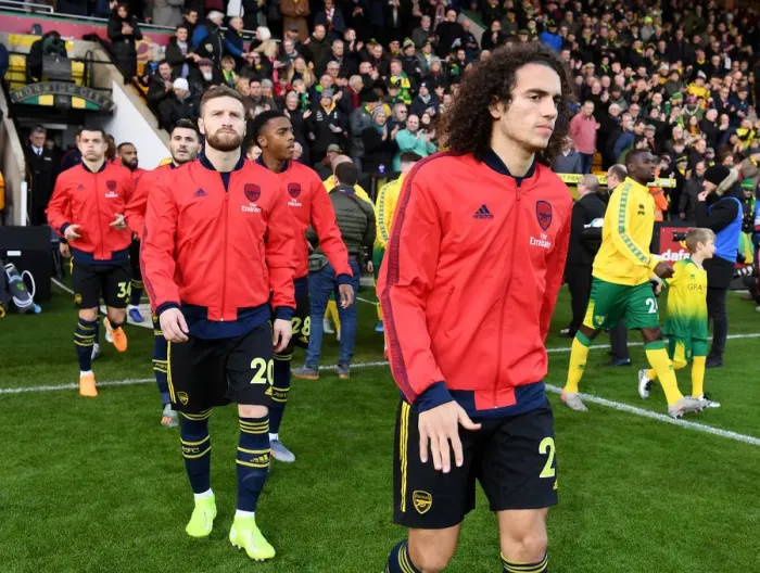 Framed Print : Arsenal FC: Guendouzi and Mustafi Before Norwich Clash (Premier League 2019-20)