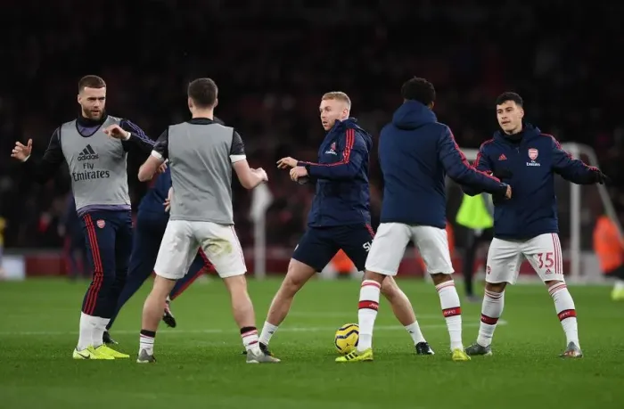 Framed Print : Arsenal FC: Half Time Training with Sam Wilson during Arsenal v Brighton & Hove Albion, Premier League 2019-20 Framed Print : Arsenal FC: Half Time Training with Sam Wilson during Arsenal v Brighton & Hove Albion, Premier League 2019-20
