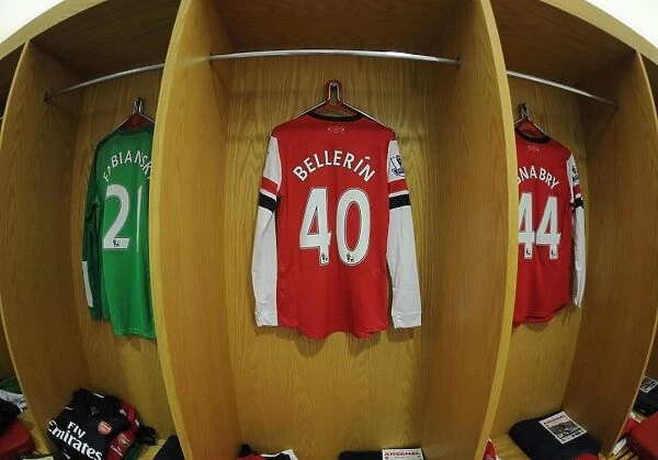Arsenal FC: Hector Bellerin's Empty Jersey in the Changing Room before Arsenal vs Swansea City (2013-14)
