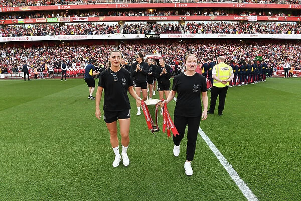 Arsenal FC: Katie McCabe and Kim Little Lift FA Women's League Cup after Victory over Wolverhampton Wanderers (2022-23)