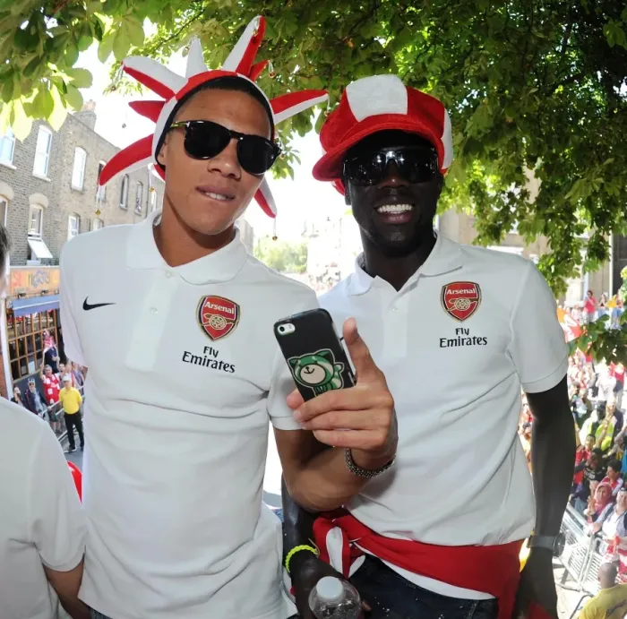 Framed Print : Arsenal FC: Kieran Gibbs and Bacary Sagna Celebrate FA Cup Victory (2014)