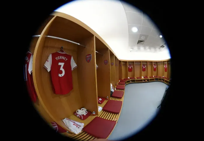 Framed Print : Arsenal FC: Kieran Tierney's Match-Ready Shirt in the Changing Room (2019-2020)