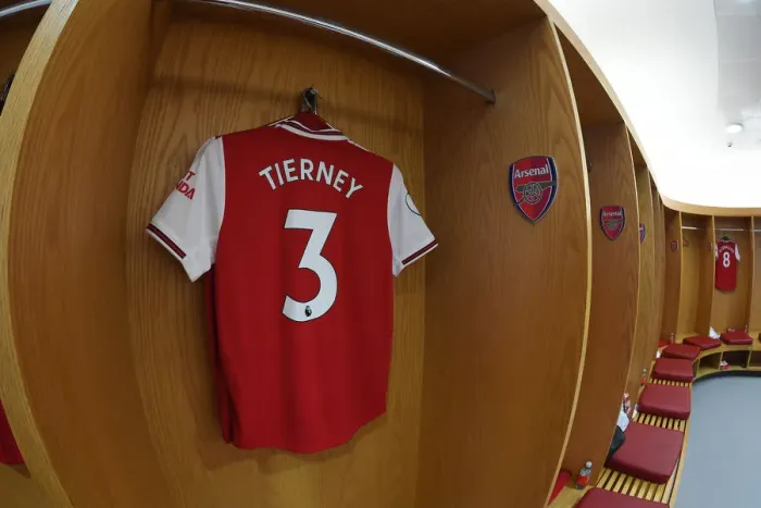 Framed Print : Arsenal FC: Kieran Tierney's Match-Ready Shirt in the Changing Room (Arsenal vs AFC Bournemouth, 2019-20) Framed Print : Arsenal FC: Kieran Tierney's Match-Ready Shirt in the Changing Room (Arsenal vs AFC Bournemouth, 2019-20)