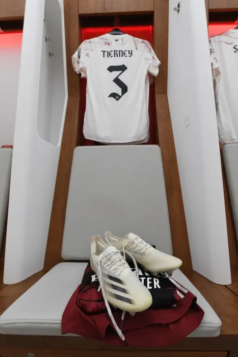 Framed Print : Arsenal FC: Kieran Tierney's Pre-Match Routine at the Arsenal Changing Room (Arsenal v Liverpool - FA Community Shield 2020-21) Framed Print : Arsenal FC: Kieran Tierney's Pre-Match Routine at the Arsenal Changing Room (Arsenal v Liverpool - FA Community Shield 2020-21)