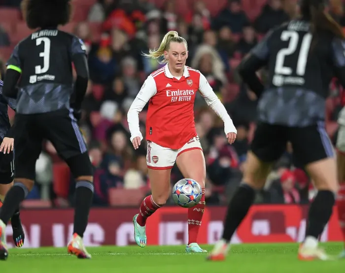 Framed Print : Arsenal FC: Kim Little's Focus Before Arsenal vs Olympique Lyonnais - UEFA Women's Champions League (2022-23)