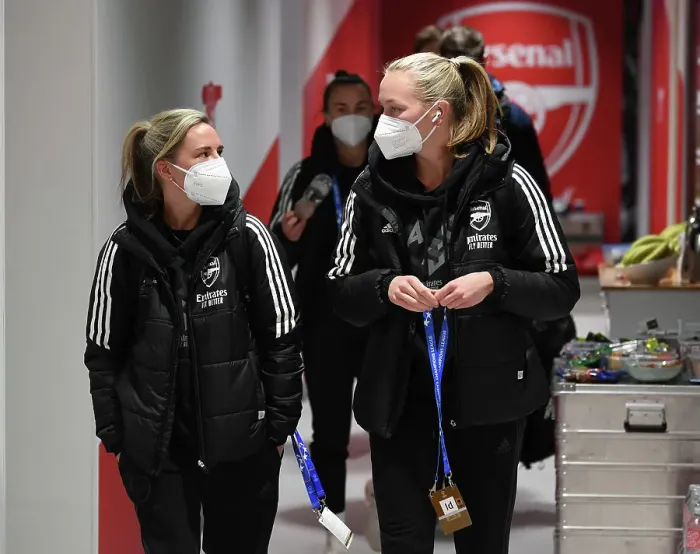 Framed Print : Arsenal FC: Kim Little's Unwavering Focus and Determination in the Changing Room Before Arsenal vs. Olympique Lyonnais, UEFA Women's Champions League, 2022-23