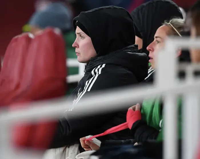Framed Print : Arsenal FC: Kim Little's Unwavering Focus Before UWCL Clash with Olympique Lyonnais (2022-23)