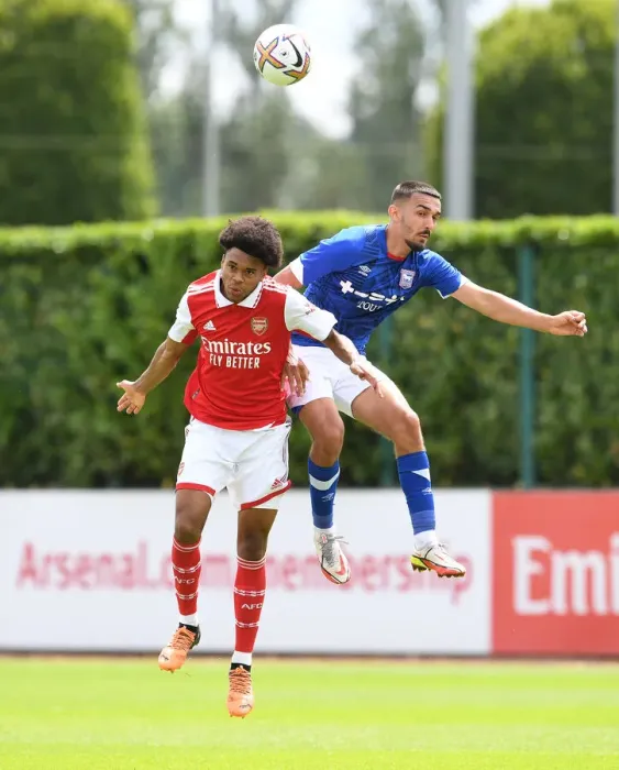 Framed Print : Arsenal FC: Lino Sousa in Action during Arsenal's Pre-Season Training vs Ipswich Town, July 2022