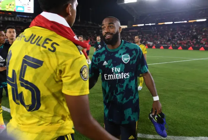 Framed Print : Arsenal FC in Los Angeles: Alexandre Lacazette Post-Match against Bayern Munich in 2019 International Champions Cup Framed Print : Arsenal FC in Los Angeles: Alexandre Lacazette Post-Match against Bayern Munich in 2019 International Champions Cup