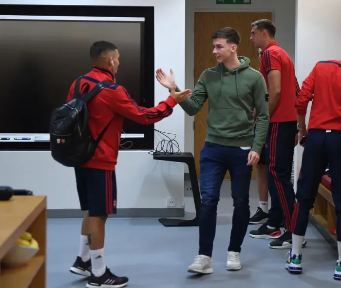 Framed Print : Arsenal FC: Lucas Torreira and Kieran Tierney in the Changing Room before Arsenal vs. Tottenham Hotspur (2019-20) Framed Print : Arsenal FC: Lucas Torreira and Kieran Tierney in the Changing Room before Arsenal vs. Tottenham Hotspur (2019-20)