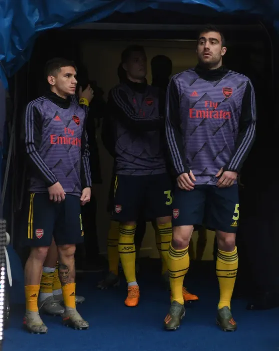 Framed Print : Arsenal FC: Lucas Torreira and Sokratis Prepare for Crystal Palace Clash (Premier League 2019-20)