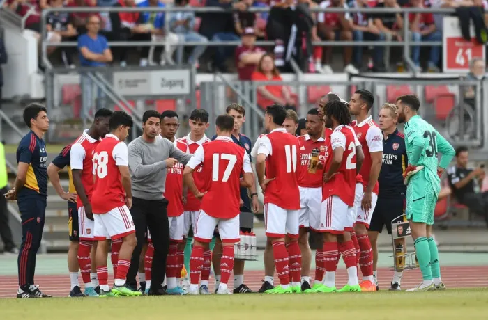 Framed Print : Arsenal FC: Mikel Arteta Gives Instructions During Pre-Season Match vs. 1. FC Nurnberg
