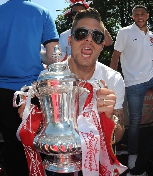 Arsenal FC: Olivier Giroud Celebrates FA Cup Victory during the 2014 Parade