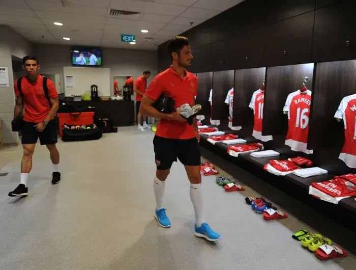 Framed Print : Arsenal FC: Olivier Giroud in the Changing Room - Pre-Match Preparation (Arsenal vs. Everton, Barclays Asia Trophy 2015-16, Singapore) Framed Print : Arsenal FC: Olivier Giroud in the Changing Room - Pre-Match Preparation (Arsenal vs. Everton, Barclays Asia Trophy 2015-16, Singapore)