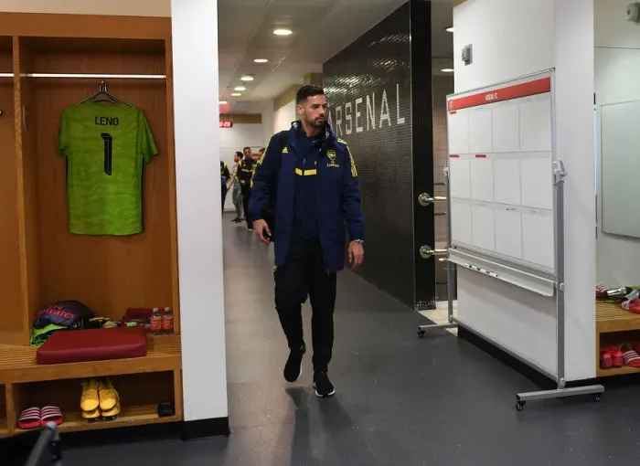 Framed Print : Arsenal FC: Pablo Mari in the Changing Room Before Europa League Clash vs Olympiacos
