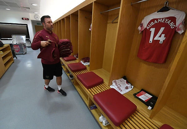 Arsenal FC: Paul Akers Prepares the Kit before Arsenal v Leicester City (2018-19)