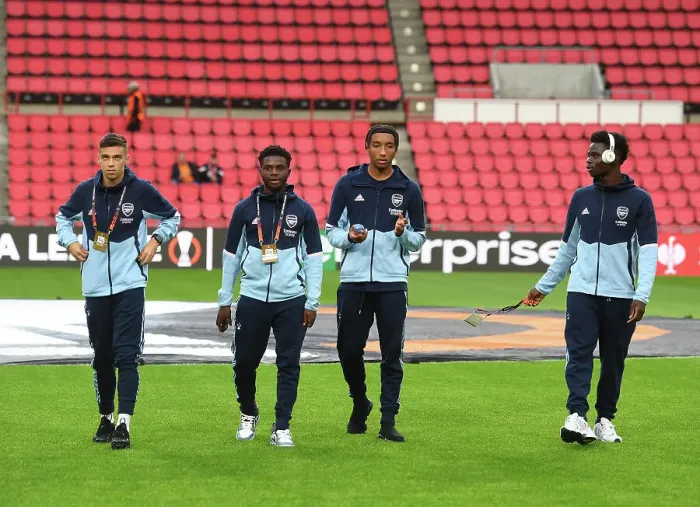 Framed Print : Arsenal FC Players Before Europa League Match vs PSV Eindhoven, 2022-23