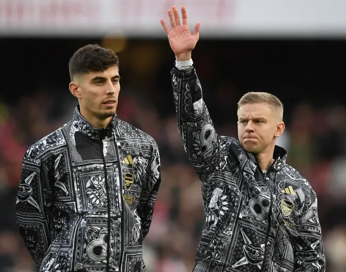 Framed Print : Arsenal FC: Pre-Match Conversation between Kai Havertz and Oleksandr Zinchenko (2023-24) Framed Print : Arsenal FC: Pre-Match Conversation between Kai Havertz and Oleksandr Zinchenko (2023-24)