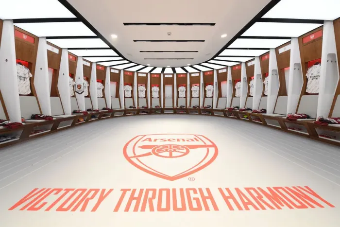 Framed Print : Arsenal FC: Pre-Match Focus in the Changing Room before FA Community Shield vs Liverpool, 2020-21