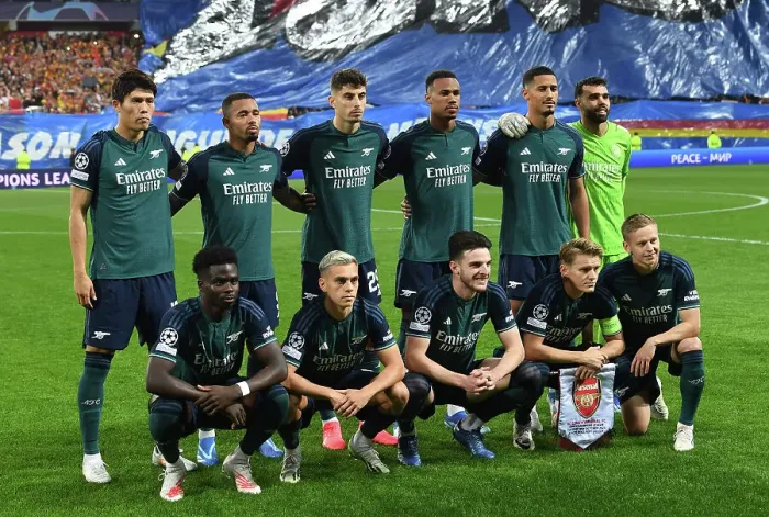 Framed Print : Arsenal FC: Pre-Match Huddle Against RC Lens in UEFA Champions League Group Stage, 2023 / 24 Framed Print : Arsenal FC: Pre-Match Huddle Against RC Lens in UEFA Champions League Group Stage, 2023 / 24