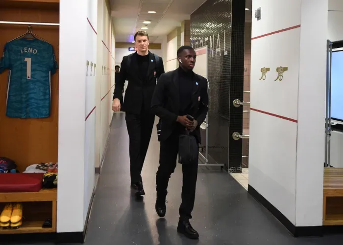 Framed Print : Arsenal FC: Pre-Match Moment between Macey and Nketiah vs Newcastle United (Premier League, 2019-20)