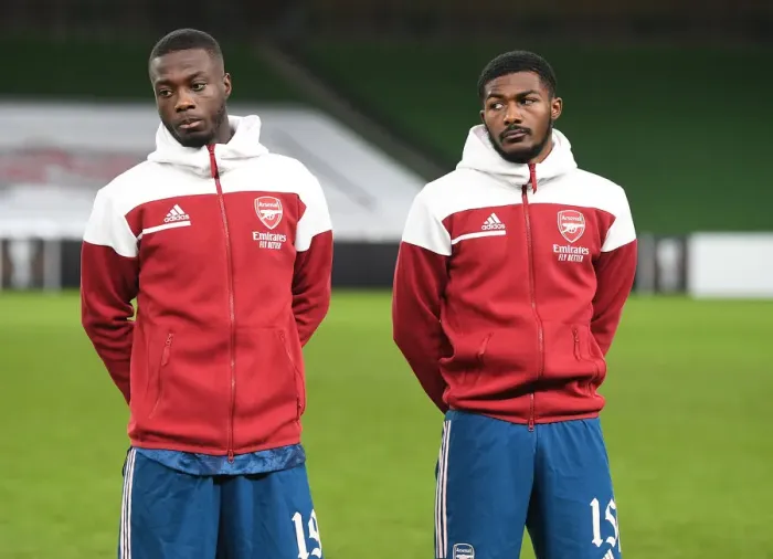 Framed Print : Arsenal FC Pre-Match: Nicolas Pepe and Ainsley Maitland-Niles at Aviva Stadium (Dundalk v Arsenal, UEFA Europa League 2020-21) Framed Print : Arsenal FC Pre-Match: Nicolas Pepe and Ainsley Maitland-Niles at Aviva Stadium (Dundalk v Arsenal, UEFA Europa League 2020-21)