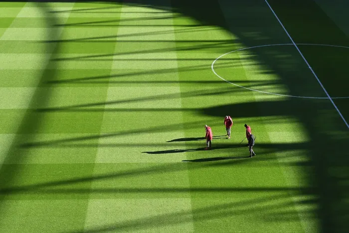 Framed Print : Arsenal FC: Pre-Match Pitch Preparations at Emirates Stadium (2023-24) - Arsenal vs Burnley Framed Print : Arsenal FC: Pre-Match Pitch Preparations at Emirates Stadium (2023-24) - Arsenal vs Burnley