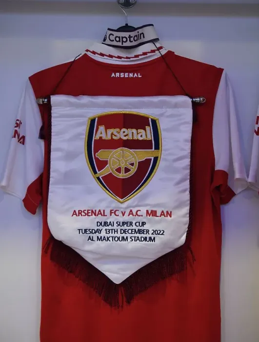 Framed Print : Arsenal FC: Pre-Match Preparations - Odegard's Shirt, Armband, and Pennant in Arsenal Changing Room (Arsenal vs AC Milan 2022-23) Framed Print : Arsenal FC: Pre-Match Preparations - Odegard's Shirt, Armband, and Pennant in Arsenal Changing Room (Arsenal vs AC Milan 2022-23)