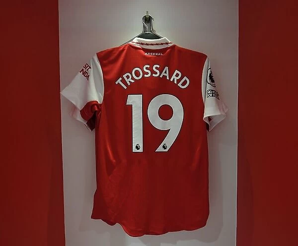 Arsenal FC: Pre-Match Scene - Leandro Trossard's Shirt in Arsenal Dressing Room (2022-23) - Arsenal vs Manchester United