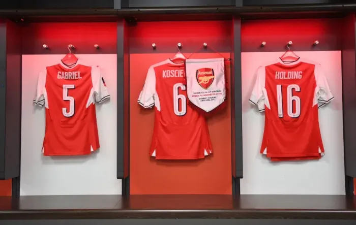 Framed Print : Arsenal FC: Pre-Match Tension in the Changing Room before FA Cup Semi-Final vs Manchester City