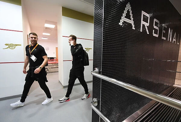 Arsenal FC: Ramsey and Chambers in the Changing Room Before Europa League Clash vs CSKA Moskva