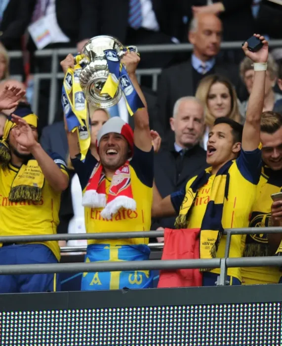 Framed Print : Arsenal FC: Santi Cazorla Lifts the FA Cup (2015)