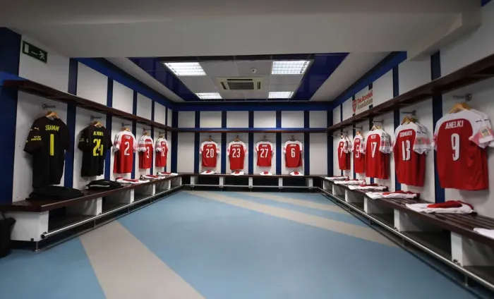 Framed Print : Arsenal FC: Behind the Scenes in the Changing Room before the Real Madrid Legends Match (2018-19)