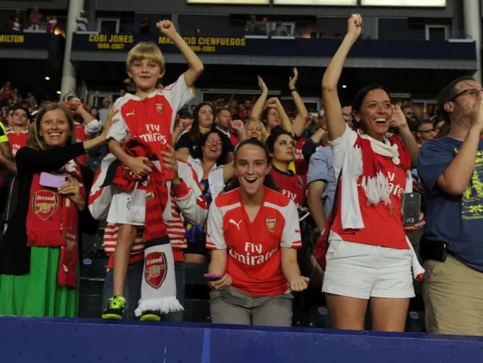 Framed Print : Arsenal FC: A Sea of Passionate Fans at the Arsenal vs. Chivas Pre-Season Match in Carson, California