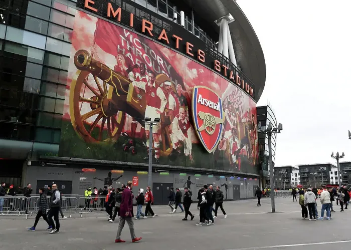 Framed Print : Arsenal FC: Sea of Supporters Gathering for Premier League Showdown against Brentford (2023)