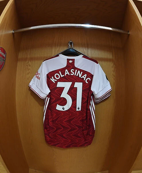 Arsenal FC: Sead Kolasinac's Shirt in Emirates Stadium Changing Room (Arsenal v Watford, 2019-20)