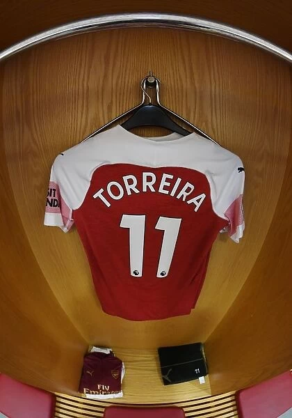 Arsenal FC: Torreira's Hanging Jersey in the Changing Room before Arsenal vs Fulham (2018-19)