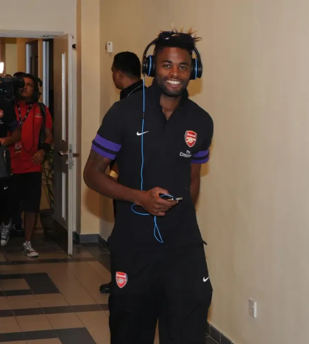 Framed Print : Arsenal FC Training in Malaysia: Alex Song Prepares for Malaysia XI Match, 2012 Framed Print : Arsenal FC Training in Malaysia: Alex Song Prepares for Malaysia XI Match, 2012