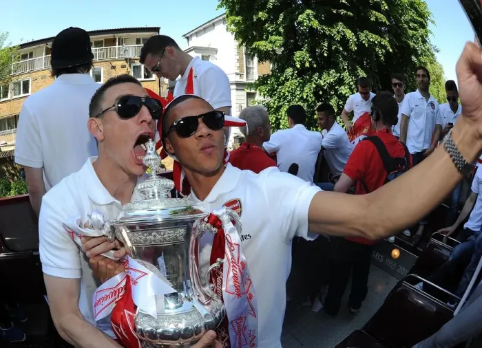Framed Print : Arsenal FC: Triumphant FA Cup Parade (2014)