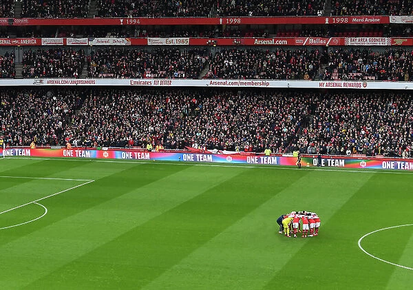 Arsenal FC: United in Pre-Match Huddle vs Brentford, Emirates Stadium, 2023