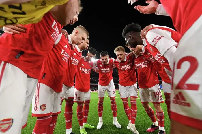 Framed Print : Arsenal FC: United Pre-Match Huddle vs Everton, Premier League 2022-23 Framed Print : Arsenal FC: United Pre-Match Huddle vs Everton, Premier League 2022-23