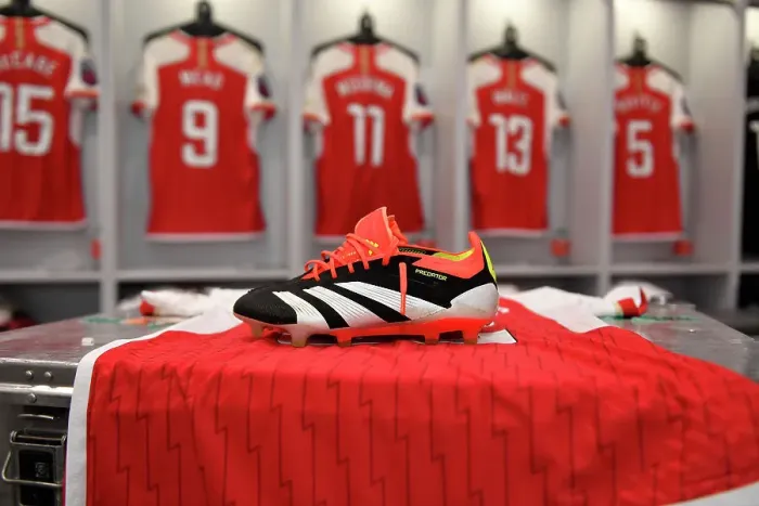 Framed Print : Arsenal FC Unveils New Adidas Boots Ahead of Women's Super League Match Framed Print : Arsenal FC Unveils New Adidas Boots Ahead of Women's Super League Match