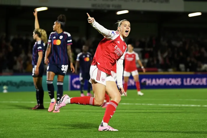 Framed Print : Arsenal FC v OL Lyonnes - UEFA Women's Champions League 2025 / 26 League Phase MD1 Arsenal FC v OL Lyonnes - UEFA Women's Champions League 2025 / 26 League Phase MD1