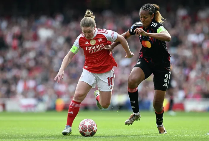 Framed Print : Arsenal FC v OL Lyonnes - UEFA Women's Champions League 2025 / 26 Semi-Final First Leg Arsenal FC v OL Lyonnes - UEFA Women's Champions League 2025 / 26 Semi-Final First Leg