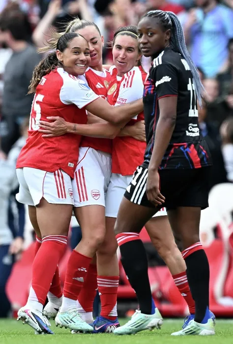 Framed Print : Arsenal FC v OL Lyonnes - UEFA Women's Champions League 2025 / 26 Semi-Final First Leg Arsenal FC v OL Lyonnes - UEFA Women's Champions League 2025 / 26 Semi-Final First Leg