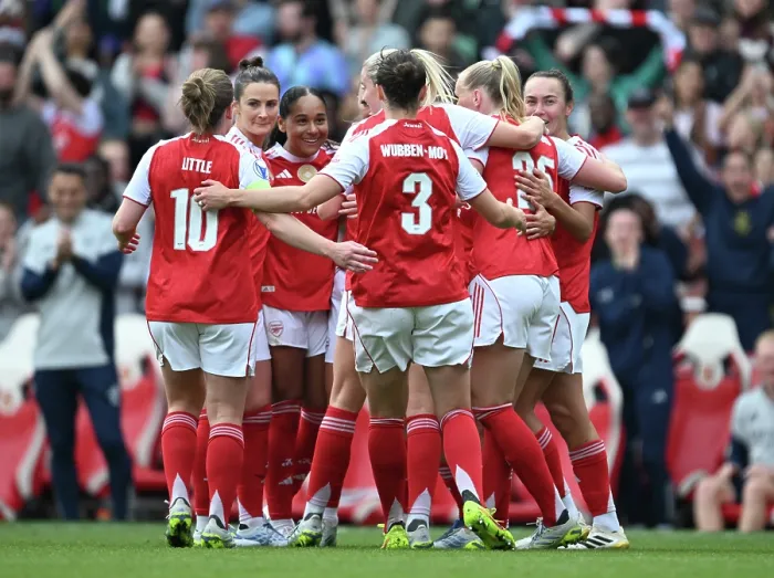 Framed Print : Arsenal FC v OL Lyonnes - UEFA Women's Champions League 2025 / 26 Semi-Final First Leg Arsenal FC v OL Lyonnes - UEFA Women's Champions League 2025 / 26 Semi-Final First Leg