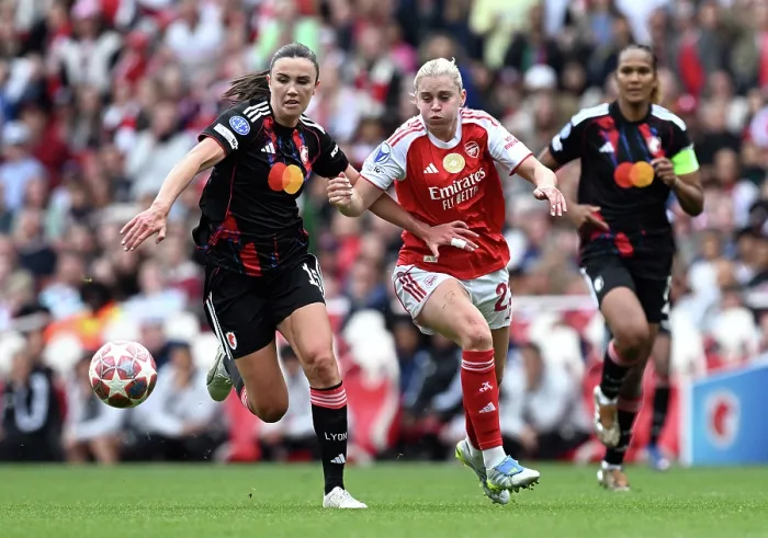 Framed Print : Arsenal FC v OL Lyonnes - UEFA Women's Champions League 2025 / 26 Semi-Final First Leg Arsenal FC v OL Lyonnes - UEFA Women's Champions League 2025 / 26 Semi-Final First Leg
