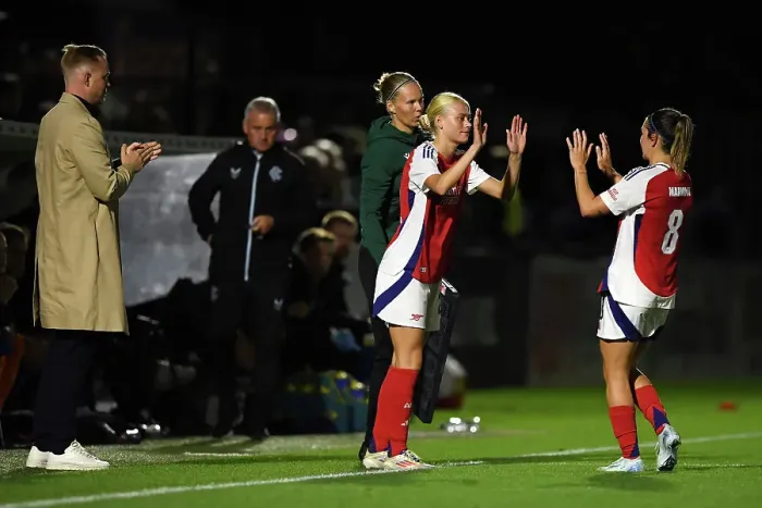 Framed Print : Arsenal FC v Rangers FC: UEFA Women's Champions League First Round Mini-Tournament Framed Print : Arsenal FC v Rangers FC: UEFA Women's Champions League First Round Mini-Tournament