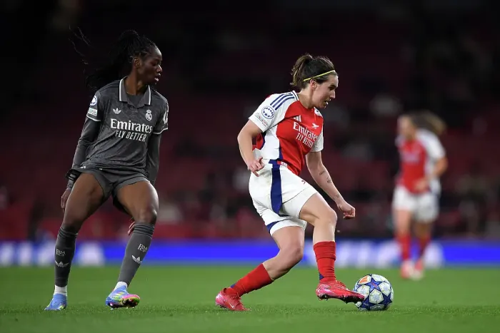 Framed Print : Arsenal FC v Real Madrid CF - UEFA Women's Champions League Quarter Finals Second Leg Arsenal FC v Real Madrid CF - UEFA Women's Champions League Quarter Finals Second Leg