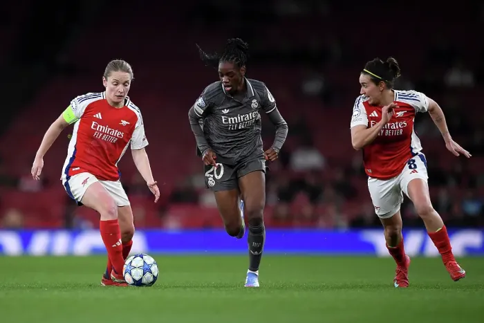 Framed Print : Arsenal FC v Real Madrid CF - UEFA Women's Champions League Quarter Finals Second Leg Arsenal FC v Real Madrid CF - UEFA Women's Champions League Quarter Finals Second Leg